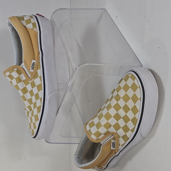 Vans Yellow & White Checkered Slip On Sneakers Kids 3½ & Womens 5 - Picture 1 of 13
